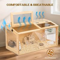 Vente en gros - Cage à hamster en bois de 32 pouces, grande, anti-mastication, habitat avec double accès par le haut, ventilée, 270 °   Cage panoramique en acrylique pour hamster