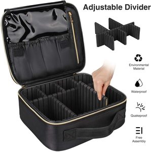 Organizador de bolsa de maquillaje profesional, estuche cosmético de viaje impermeable grande, logotipo personalizado, divisores ajustables, almacenamiento para artistas de maquillaje - Product Image 4