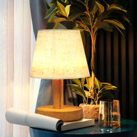 Lampe de table vintage coréenne en bambou plissé avec abat-jour en lin et jute, télécommande tactile, veilleuse à intensité variable pour maisons d'hôtes