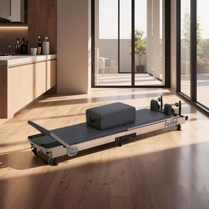 <span class=keywords><strong>Reformer</strong></span> Pilates Portable Pliable en Acier pour Usage Domestique, Équipement de Yoga et d'Entraînement de l'Équilibre, Lit de Pilates Blanc - Product Image 5