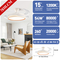 Kipas Angin Plafon Ruang Makan 42 Inci dengan Lampu, Remote Control, 6 Kecepatan, Motor DC LED, Desain Modern, Dapat Diredupkan, Cocok untuk Plafon Rendah