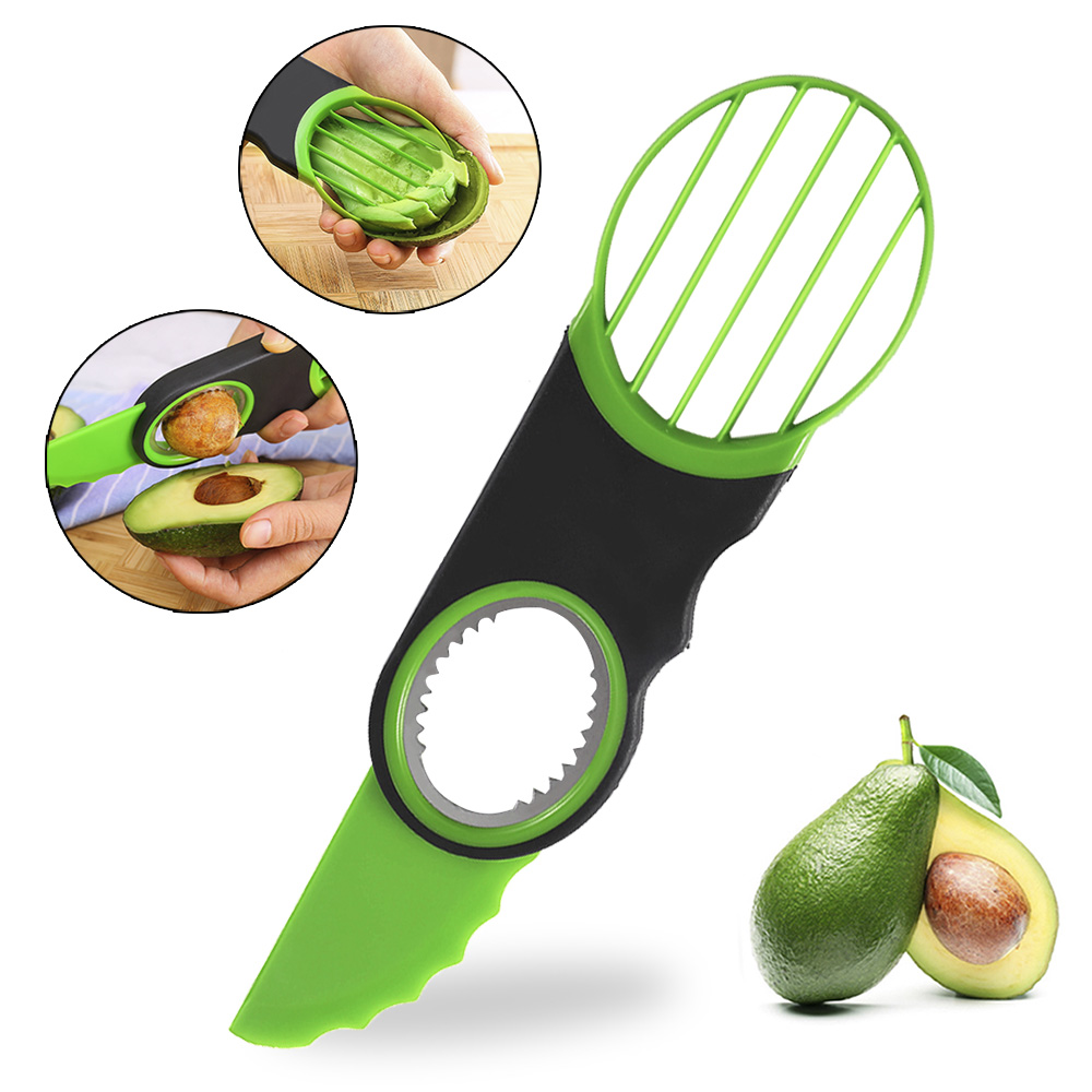 Kitchen Gadget Tool Multifunctional 3 in 1 Fruit Vegetable Core Remover Cutter Knife Avocado Slicer