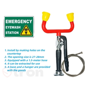Màu đỏ chống ăn mòn lớp phủ rửa mắt trạm cầm tay rửa mắt phòng thí nghiệm máy giặt mắt đồng mạ điện và vòi phun áp lực - Product Image 4