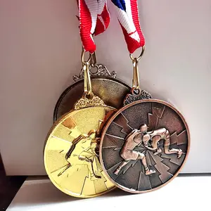 Großhandel Custom Metal Gold Silber Medaille Bronze Medaille 3D Roman Wrestling Medaillen