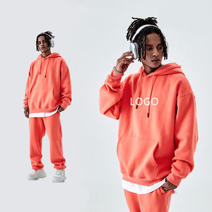 Ensemble de jogging pour hommes de haute qualité, sweat-shirts à capuche, pull-over ample, poids lourd, logo personnalisé, impression en relief, 500 g/m² - Product Image 1