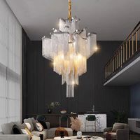 Lustre suspendu en chaîne à franges en aluminium et fer forgé de style moderne et luxueux pour mariage, originalité artistique
