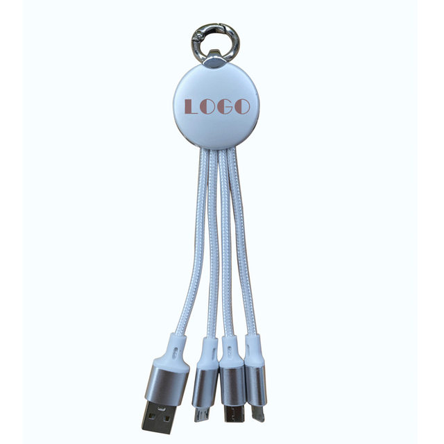 Keychain Custom LOGO Small Size Easy Storage Retractable Design Space Saving Travel Portable 3 in 1 Usb Charging Cable