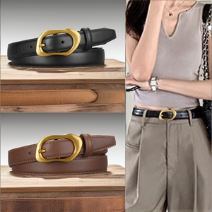 Ceinture en jean en cuir véritable pour femmes à la mode avec boucle en alliage de conception de peau de vache personnalisée pantalon de robe personnalisable pour les filles - Product Image 2