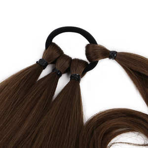 Estensione per Coda di Cavallo Sintetica Intrecciata Nera Lunga 34 Pollici in Fibra Resistente al Calore <span class=keywords><strong>con</strong></span> Elastico, Posticcio a Trama <span class=keywords><strong>Singola</strong></span> per Donne - Product Image 5