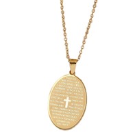 Collier unisexe en acier inoxydable plaqué or avec pendentif lettre et verset biblique espagnol, bijoux de mode chrétienne