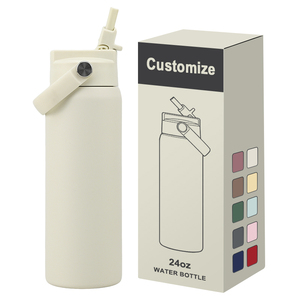 Botella de Agua Deportiva OEM de 24oz, de <span class=keywords><strong>Acero</strong></span> Inoxidable Aislada, con Tapa de Popote de Apertura con una Mano, Antipolvo, Desmontable, Termo al Vacío, Venta al por Mayor - Product Image 1