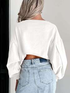 <span class=keywords><strong>Sweat</strong></span>-shirt à manches longues ample et lourd en coton 100% pour femmes, nouvelle collection, vente en gros de haute qualité, personnalisable - Product Image 6