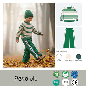 Set di Abbigliamento per Ragazzi, Felpa <span class=keywords><strong>a</strong></span> Maniche Lunghe <span class=keywords><strong>a</strong></span> Righe in Cotone e Pantaloni <span class=keywords><strong>a</strong></span> Gamba Dritta, Tuta da 2 Pezzi per Bambini, Certificata CPC Reach - Product Image 2