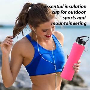 Customized Luxury Portable Gym Sports <b>Flask</b> Vacuum Stainless Steel Insulated Carabiner Water Bottle Straw for Business Gifts - Product Image 6