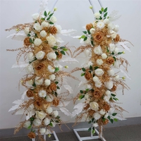 Centre de table floral de luxe en soie artificielle blanc et or pour mariage, intérieur, extérieur, banquet, fête, décoration d'événements