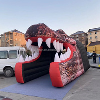 Tunnel gonflable en forme de bouche de dinosaure, tunnel d'entrée en forme de mâchoire de T-Rex pour carnaval, fête d'Halloween, événement, publicité extérieure, décoration