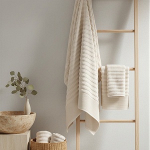 Serviette de bain de luxe 100% coton naturel, super absorbante, douce, qualité hôtelière, beige, serviette de bain et de visage - Product Image 2