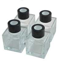 Nouveau flacon d'aromathérapie de 30ml 50ml 100ml 130ml 200ml bouteille en verre diffuseur de roseau transparent de forme carrée avec bouchon
