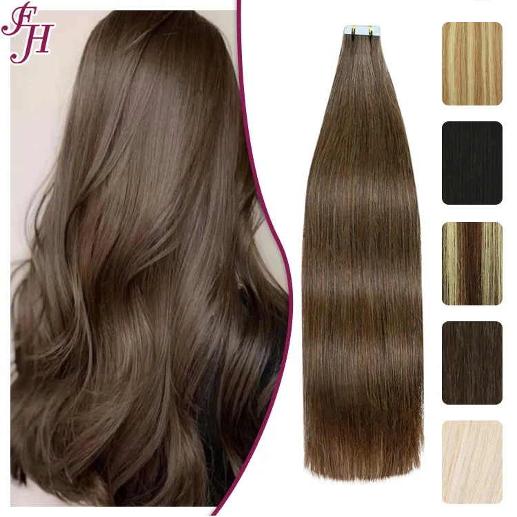 Fh fita para estilização de cabelo, fita colorida para extensão de cabelo, 100% remy, russo, europeu, russo