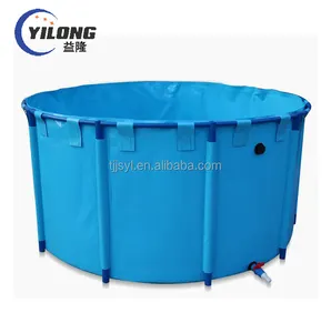 Réservoir d'étang d'eau pliable rond en PVC enduit de bâche extérieure réservoir de poissons d'étang de koi de 1000 litres