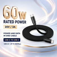 Câble de charge rapide USB C vers USB C 60W, magnétique, auto-organisant, plat, en nylon tressé, type C, pour ordinateur portable et téléphone