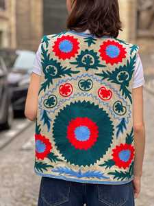 Chaqueta de Mujer Estilo Uzbeko, Vintage, Ecológica, de Lona Acolchada, con Bordado Floral Tejido, para Otoño e Invierno - Product Image 4