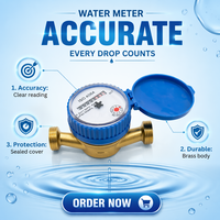 DN15 1/2 Inch Brass Material Dry Type Mechanical Single Jet Cold/Hot Water Meter