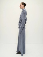 Ensemble pull élégant décontracté pour femme, col bénitier, épaules dénudées, jupe longue en tricot gris, tenue deux pièces mode hiver