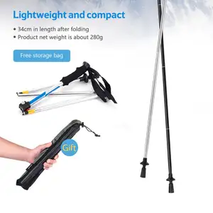 Low Moq Trekking Pole 4 section Alpenstock Light Telescopic Hiking Stick Anti-shock Anti-skid Walking Stick