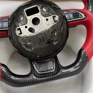Volant en cuir en fibre de carbone personnalisé pour <span class=keywords><strong>Audi</strong></span> A6 A3 A4 A5 Q5 RS3 RS7 Q7 C6 C8 A8 S6 S7 B8 B8.5 B9 S3 S4 S5 Bouton Sports - Product Image 5