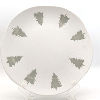 Assiette en céramique en forme de cœur, design unique motif arbre vert, vaisselle personnalisée