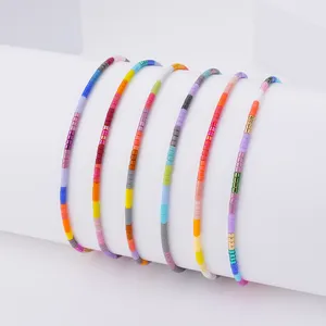 Wholesale Multicolor String Woven Tiny Glass Seed Beads Bohemian Rainbow Miyuki Bracelets