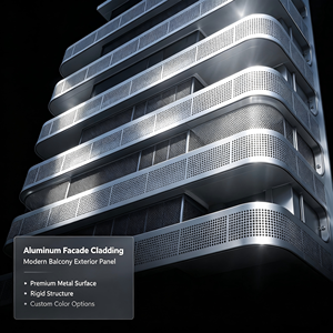 Panneau mural en aluminium perforé pour façade extérieure, revêtement personnalisé, décoration de balcon pour immeuble de bureaux - Product Image 3