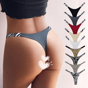Tanga de Algodón Puro para Mujer, Estilo Europeo Americano, Sin Costuras, Talle Alto, Estampado de Cebra y Leopardo, con Tirantes Laterales, Cómoda - Product Image 2