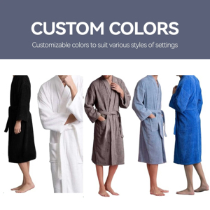 Custom Logo Cotton Soft <strong>Waffle</strong> Bathrobe Sizes Larger And Extra-large Can Be Customized Hommey Mens <strong>Black</strong> <strong>Robe</strong> - Product Image 4