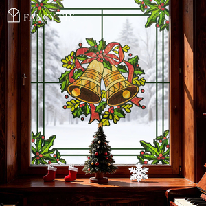 Autocollants décoratifs pour fenêtres de Noël Fancyfix, cloche de Noël, non autocollants, <span class=keywords><strong>film</strong></span> décoratif pour vitres d'appartement - Product Image 1