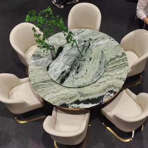 Muebles de Comedor Nuevos de 2022, Mesa de Comedor de Jade Verde Nube, Mesa Redonda de Mármol Verde - Product Image 3