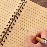 Carnet de notes à couverture kraft personnalisable, reliure spirale, stylo, exercices pour étudiants, écriture manuscrite, livres de notes, papier