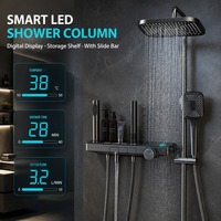 Ensemble de douche thermostatique intelligent à affichage numérique LED, avec étagère de rangement, pour salle de bain, vente en gros, personnalisable OEM/ODM