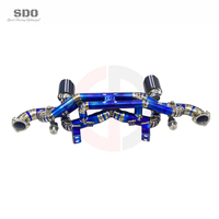 Tuyaux d'échappement Catback Valvetronic en titane bleu brûlé SDO Racing pour Porsche 718 Cayman GT4 RS 4.0L 2022-2026 avec embouts en carbone