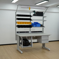 Mesa de Trabajo ESD Modular Detall, Mesa de Trabajo Antiestática, Marco Superior Expandible, Riel para Herramientas, Regleta de Alimentación