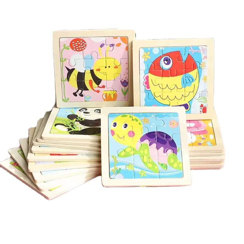 Wholesale educational toys wooden puzzle baby 3d farm cartoon animal puzzle hands craft diy kindergarten baby Jigsaw puzzle toy