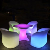 Nouveau design Ensemble de meubles de chaise LED en forme de fleur illuminée étanche et changeant de couleur