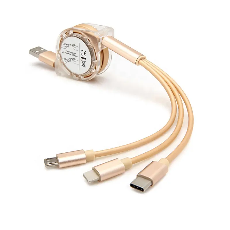 High Quality 3 In 1 Usb Cable 3 In 1 Usb Charging Cable Multi-function Mobile Phone Charger 