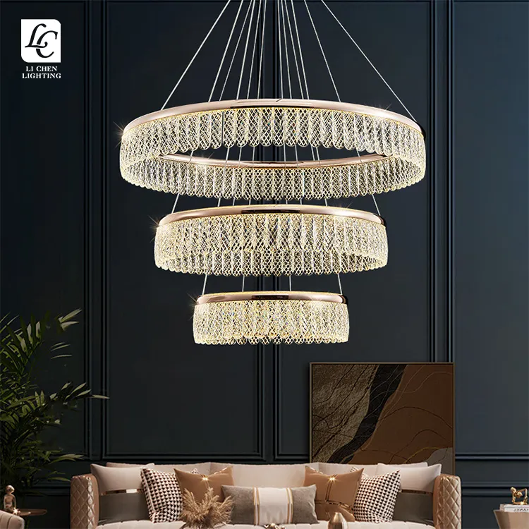 Modern Indoor Decoration Gold Chandelier Living Room Dining Room Acrylic LED Pendant Light