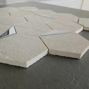 Moderno 73mm hexágono plata PVD cerámica mosaico azulejo Brave albaricoque doble acabado mate brillante para baño sala de estar pared Interior - Product Image 2