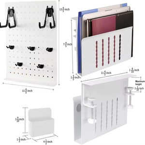 Organizador lateral de acero inoxidable Tablero de clavijas de escritorio con abrazadera con almacenamiento lateral para ropa de garaje Bebidas y artículos diversos - Product Image 4