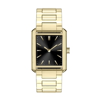 Montre carrée de luxe pour femmes, qualité supérieure, boîtier carré de 24,4 mm, mouvement à quartz japonais lumineux, montre carrée vintage en or clair