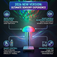 Nouvelle version 2026 : Système audio 3-en-1 avec effets d'ondulation Aurora, base détachable, design méduse, veilleuse LED rechargeable