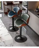 Tabouret de bar ergonomique semi-élevé moderne en cuir réglable et durable avec pieds en acier inoxydable peint pour la maison, le bar, le café, le restaurant